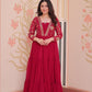Jyoti Fashion Women's Rani Pink Faux Blooming Sequins & Zari Embroidered Long Designer Anarkali Set | Swadesiicart