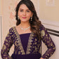 Jyoti Fashion Women's Purple Faux Blooming Sequins & Zari Embroidered Long Designer Anarkali Set | Swadesiicart
