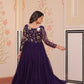 Jyoti Fashion Women's Purple Faux Blooming Sequins & Zari Embroidered Long Designer Anarkali Set | Swadesiicart