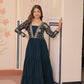 Jyoti Fashion Women's Teal Faux Blooming Sequins & Zari Embroidered Long Designer Anarkali Set | Swadesiicart