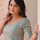 Jyoti Fashion Women's Sky Blue Fendi Embroidered Long Designer Anarkali Set | Swadesiicart