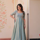 Jyoti Fashion Women's Sky Blue Fendi Embroidered Long Designer Anarkali Set | Swadesiicart