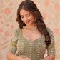 Jyoti Fashion Women's Mehendi Fendi Embroidered Long Designer Anarkali Set | Swadesiicart
