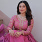 Jyoti Fashion Women's Pink Gold Crush Sequins with Multy Embroidered Anarkali Set With Dupatta | Swadesiicart