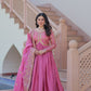 Jyoti Fashion Women's Pink Gold Crush Sequins with Multy Embroidered Anarkali Set With Dupatta | Swadesiicart
