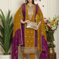 Jyoti Fashion Women's Mustard Chinon Chiffon Embroidered Designer Straight Suit Set | Swadesiicart