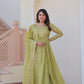 Jyoti Fashion Women's Mehendi Gold Crush Sequins with Multy Embroidered Anarkali Set With Dupatta | Swadesiicart