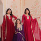 Jyoti Fashion Women's Maroon, Purple & Rani Faux Blooming Sequins & Zari Embroidered Combo Anarkali Set With Dupatta | Swadesiicart