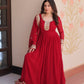 Jyoti Fashion Women's Maroon Faux Blooming Sequins & Zari Embroidered Anarkali Set With Dupatta | Swadesiicart