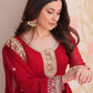 Jyoti Fashion Women's Maroon Faux Blooming Sequins & Zari Embroidered Anarkali Set With Dupatta | Swadesiicart