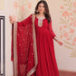 Jyoti Fashion Women's Maroon Faux Blooming Sequins & Zari Embroidered Anarkali Set With Dupatta | Swadesiicart