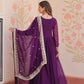 Jyoti Fashion Women's Purple Faux Blooming Sequins & Zari Embroidered Anarkali Set With Dupatta | Swadesiicart
