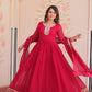 Jyoti Fashion Women's Rani Pink Faux Blooming Sequins & Zari Embroidered Anarkali Set With Dupatta | Swadesiicart