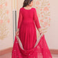 Jyoti Fashion Women's Rani Pink Faux Blooming Sequins & Zari Embroidered Anarkali Set With Dupatta | Swadesiicart
