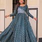Jyoti Fashion Women's Teal Jacquard Weaving Long Designer Anarkali Set | Swadesiicart
