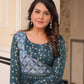 Jyoti Fashion Women's Teal Jacquard Weaving Long Designer Anarkali Set | Swadesiicart