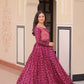 Jyoti Fashion Women's Wine Jacquard Weaving Long Designer Anarkali Set | Swadesiicart