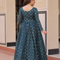 Jyoti Fashion Women's Teal Staple Jacquard Weaving Long Designer Anarkali Set | Swadesiicart