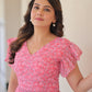 Jyoti Fashion Women's Baby Pink Faux Georgette Printed Long Designer Anarkali Set | Swadesiicart