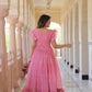 Jyoti Fashion Women's Baby Pink Faux Georgette Printed Long Designer Anarkali Set | Swadesiicart
