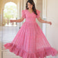 Jyoti Fashion Women's Baby Pink Faux Georgette Printed Long Designer Anarkali Set | Swadesiicart