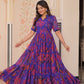 Jyoti Fashion Women's Purple Faux Georgette Printed Long Designer Anarkali Set | Swadesiicart