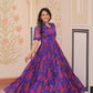 Jyoti Fashion Women's Purple Faux Georgette Printed Long Designer Anarkali Set | Swadesiicart