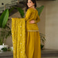 Jyoti Fashion Women's Mehendi Fendi Rich Beads Embroidered Sharara Set with Dupatta | Swadesiicart