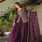 Jyoti Fashion Women's Wine Fendi Rich Beads Embroidered Sharara Set with Dupatta | Swadesiicart