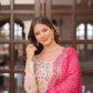 Jyoti Fashion Women's Pink Cosmos Jacquard Pearl Beads Embroidered Anarkali Set With Dupatta | Swadesiicart