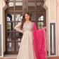 Jyoti Fashion Women's Pink Cosmos Jacquard Pearl Beads Embroidered Anarkali Set With Dupatta | Swadesiicart
