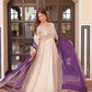 Jyoti Fashion Women's Purple Cosmos Jacquard Pearl Beads Embroidered Anarkali Set With Dupatta | Swadesiicart