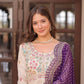 Jyoti Fashion Women's Purple Cosmos Jacquard Pearl Beads Embroidered Anarkali Set With Dupatta | Swadesiicart
