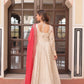 Jyoti Fashion Women's Red Cosmos Jacquard Pearl Beads Embroidered Anarkali Set With Dupatta | Swadesiicart