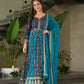 Jyoti Fashion Women's Blue Faux Blooming Zari & Sequins Embroidered Anarkali Set With Dupatta | Swadesiicart
