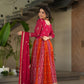 Jyoti Fashion Women's Rani Pink Faux Blooming Zari & Sequins Embroidered Anarkali Set With Dupatta | Swadesiicart