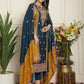 Jyoti Fashion Women's Navy Blue Chinon Chiffon Embroidered Designer Straight Suit Set | Swadesiicart