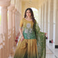 Jyoti Fashion Women's Green Chinon Beads Embroidered Sharara Set with Dupatta | Swadesiicart