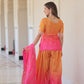 Jyoti Fashion Women's Pink Chinon Beads Embroidered Sharara Set with Dupatta | Swadesiicart