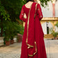 Jyoti Fashion Women's Maroon Faux Blooming Sequins with Thread Embroidered Anarkali Set With Dupatta | Swadesiicart