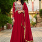 Jyoti Fashion Women's Maroon Faux Blooming Sequins with Thread Embroidered Anarkali Set With Dupatta | Swadesiicart