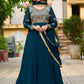 Jyoti Fashion Women's Teal Faux Blooming Sequins with Thread Embroidered Anarkali Set With Dupatta | Swadesiicart
