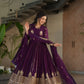 Jyoti Fashion Women's Purple Faux Blooming Zari & Sequins Embroidered Anarkali Set With Dupatta | Swadesiicart