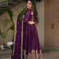 Jyoti Fashion Women's Purple Faux Blooming Zari & Sequins Embroidered Anarkali Set With Dupatta | Swadesiicart