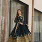 Jyoti Fashion Women's Teal Faux Blooming Zari & Sequins Embroidered Anarkali Set With Dupatta | Swadesiicart