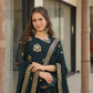 Jyoti Fashion Women's Teal Faux Blooming Zari & Sequins Embroidered Anarkali Set With Dupatta | Swadesiicart