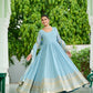 Jyoti Fashion Women's Sky Blue Faux Georgette Embroidered Designer Anarkali Set With Dupatta | Swadesiicart