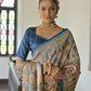 Jyoti Fashion Women's Blue Soft Tussar Silk Printed Designer Saree with Blouse | Swadesiicart