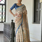 Jyoti Fashion Women's Blue Soft Tussar Silk Printed Designer Saree with Blouse | Swadesiicart