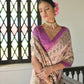 Jyoti Fashion Women's Wine Soft Tussar Silk Printed Designer Saree with Blouse | Swadesiicart